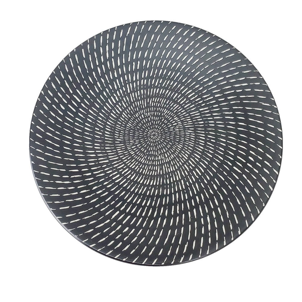Tabletops Lifestyles Celestial Coal Salad Plate Round Black/Ivory 8.5" RARE MCM